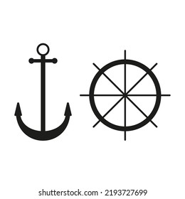 Sketch anchor helm icons. Vector illustration. stock image.
