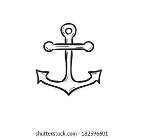 sketch of the anchor on white background, isolated