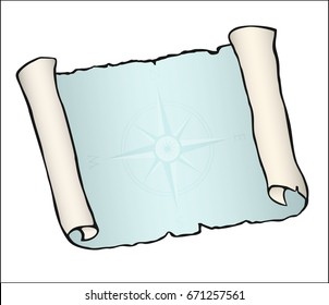 Sketch of ancient scroll, isolated on white. 