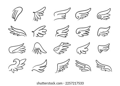 Sketch angel wings. Angel feather wing. Vector illustration.