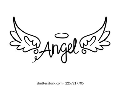 Sketch angel wings. Angel feather wing. Vector illustration.