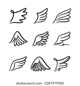Sketch angel wings. Angel feather wing. Vector illustration.