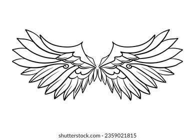 Sketch angel wings. Angel feather wing. Vector illustration.