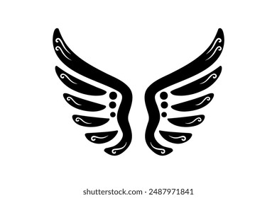 Sketch angel wings. Angel feather wing illustration.