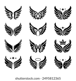 Sketch angel wings. Angel feather wing illustration.
