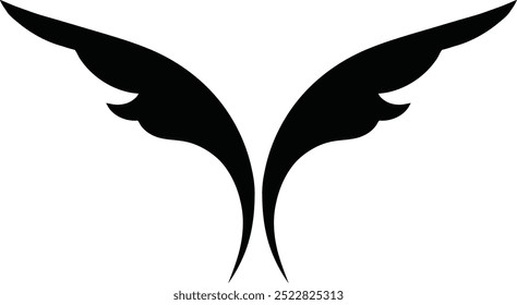 Sketch angel wings. Angel feather wing. Vector illustration. Vector Angel Wings and Halo on White Background