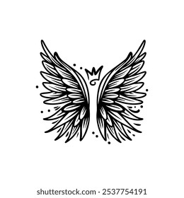 Sketch angel wings. Angel feather wing illustration.