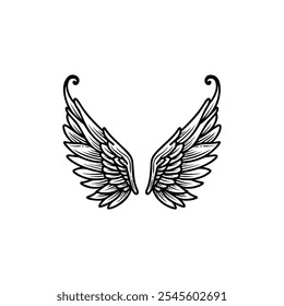 Sketch angel wings. Angel feather wing illustration.