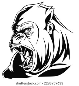 Sketch of angry gorilla. Vector illustration