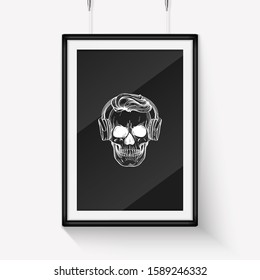 Sketch angry skull line art