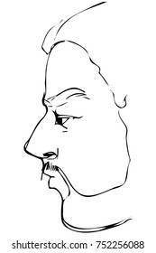  sketch angry uncle with beard in profile