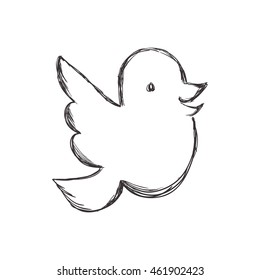 Sketch animal concept represented by bird icon. Isolated and flat illustration