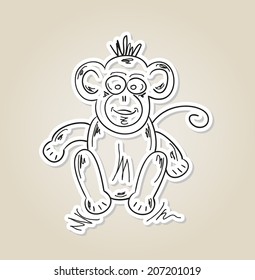 sketch of the ape on brown gradient background, vector
