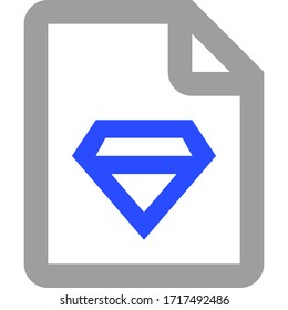 Sketch app file. Design source file. Diamond. Gem. Grey and blue colors.