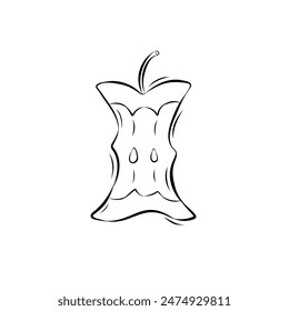 Sketch of an apple core in doodle style