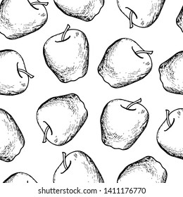 Sketch of an Apple on a white background. Vector illustration.