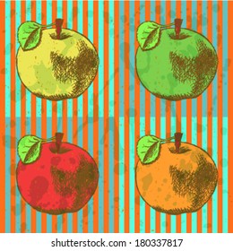 Sketch apple, vector sketch background