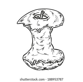 sketch of the apples core on white background