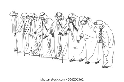 Sketch of Arabic traditional dance in vector.