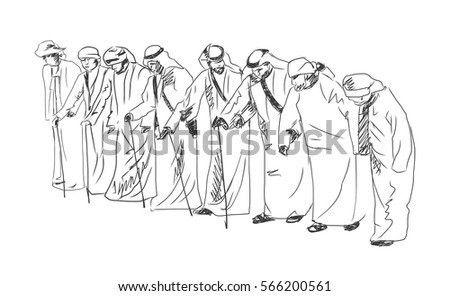 Sketch of Arabic traditional dance in vector.