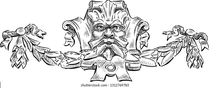 A sketch of an architectural decor on an old building
