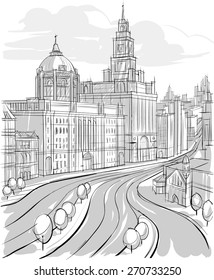 Sketch of Architecture. city landscape. Buildings