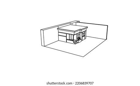 sketch architecture of a simple minimalist house seen from above