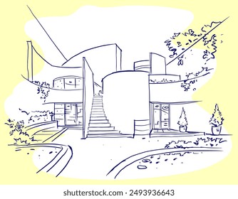 Sketch of architecture vector for card, decoration, illustration