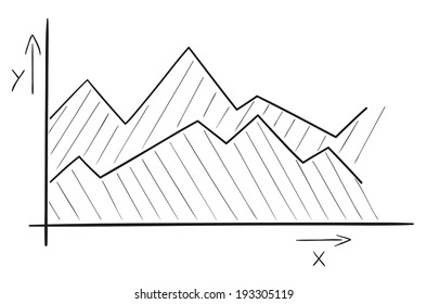 sketch of the area chart on white background, isolated