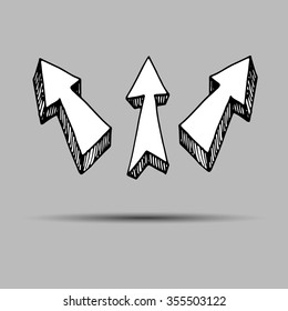 Sketch arrow collection for your design. Arrows and Lines. vector arrows on a gray background. Set of different vector arrows