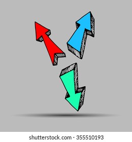 Sketch arrow collection for your design. Arrows and Lines. vector arrows on a gray background. Set of different vector arrows