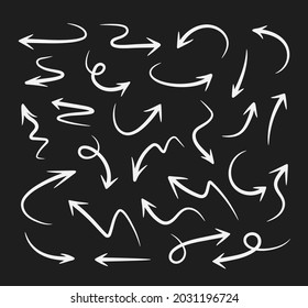 Sketch arrow design for business plan and education. Hand drawn arrow vector icons set. 