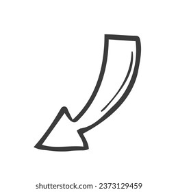 Sketch of arrow doodle on white background