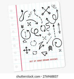 Sketch arrow set, hand draw arrows. Perfect for design. Vector illustration