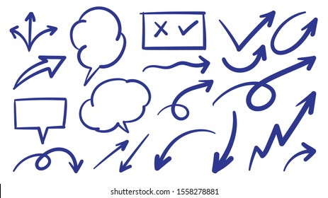 Sketch arrow set. Hand drawn arrows elements for business and education. -Vector 