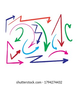 sketch arrow set, isolated vector pointers, illustration