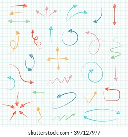 Sketch arrow set. Vector illustration for your business and education design. Hand drawn Elements for design
