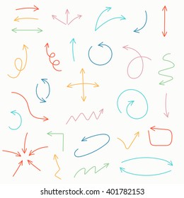 Sketch arrow set. Vector illustration for your business and education design. Hand drawn Elements for design