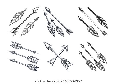 Sketch arrow set, Sketch arrow vector line art set, set of hand-drawn arrows, set of hand-drawn tools