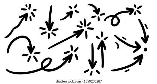 Sketch arrow vector set. Hand drawn arrows, mark point icon design collection for business and education design element. 