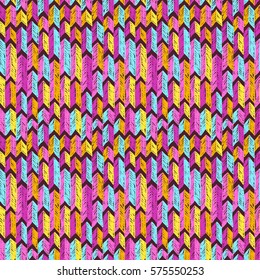 Sketch arrows pattern. Tribal doodles ornament. Hand drawn effect illustration. Seamless aztec texture for fabric design, interior elements, wallpapers and printed products.