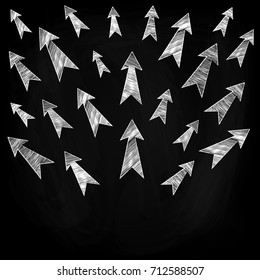 Sketch of arrows showing different directions. Hand drawing. Vector illustration