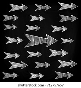Sketch of arrows showing different directions. Hand drawing. Vector illustration