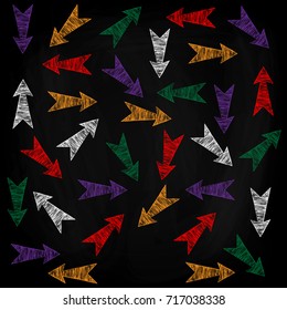 Sketch of arrows showing different directions. Hand drawing. Color pattern.Vector illustration