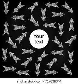 Sketch of arrows showing different directions on a blackboard. Hand drawing.Vector illustration