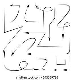 sketch arrows signs, thin line arrows