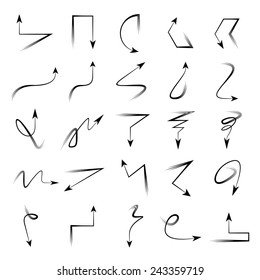 sketch arrows signs, thin line arrows