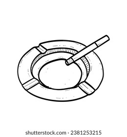 Sketch ashtray with cigarette simple White Background vector modern illustration