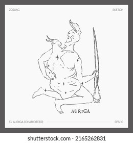 Sketch of astrological zodiac Auriga Charioteer