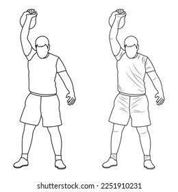 Sketch athlete weight lifter lift kettlebell, weights. Weight lifting. Sport figure silhouette outline